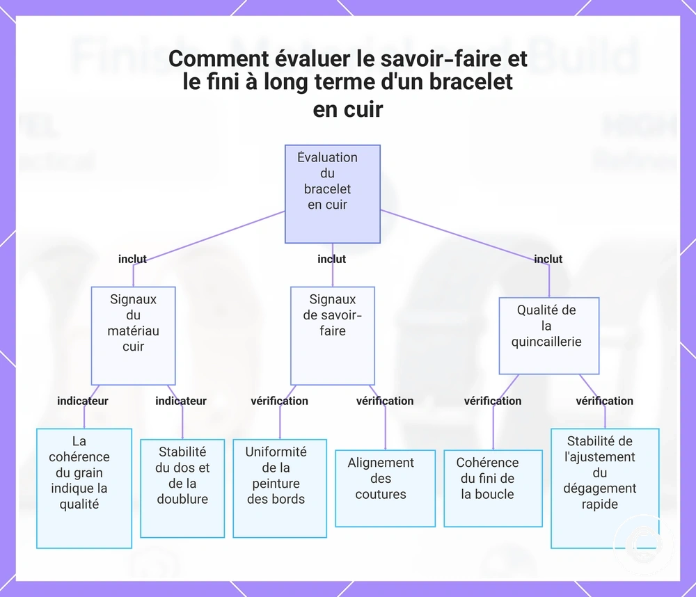 Comment évaluer le savoir-faire et le fini à long terme d'un bracelet en cuir