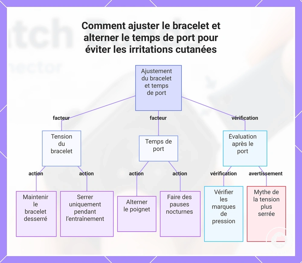 Comment ajuster le bracelet et alterner le temps de port pour éviter les irritations cutanées