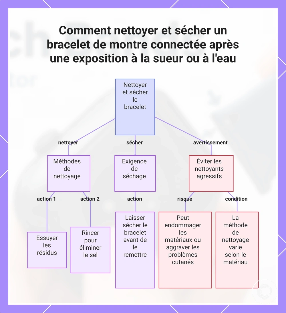 Comment nettoyer et sécher un bracelet de montre connectée après une exposition à la sueur ou à l'eau
