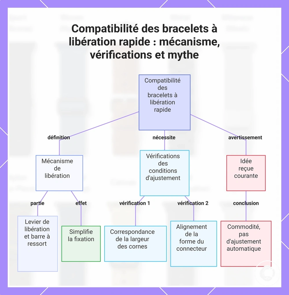 Compatibilité des bracelets à libération rapide : mécanisme, vérifications et mythe