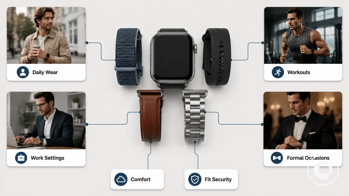 Contextes de port utilisés pour comparer les critères de choix d un bracelet de montre connectée