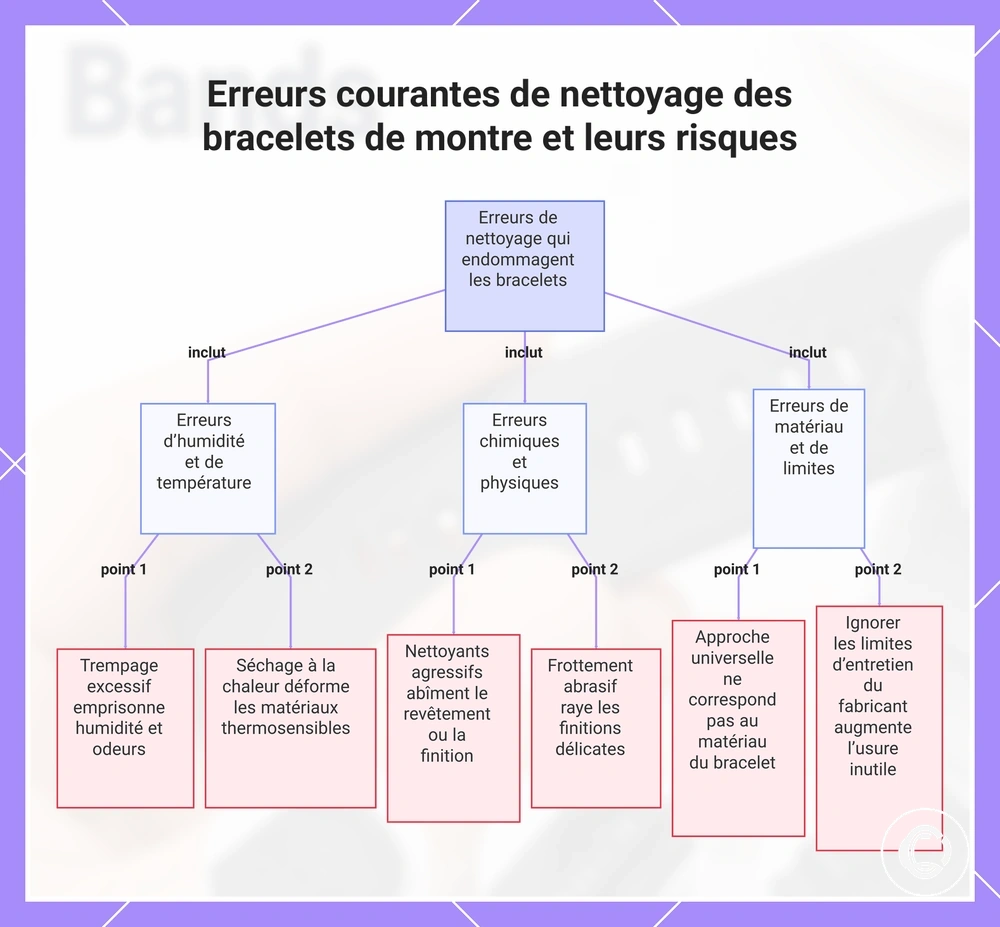 Erreurs courantes de nettoyage des bracelets de montre et leurs risques
