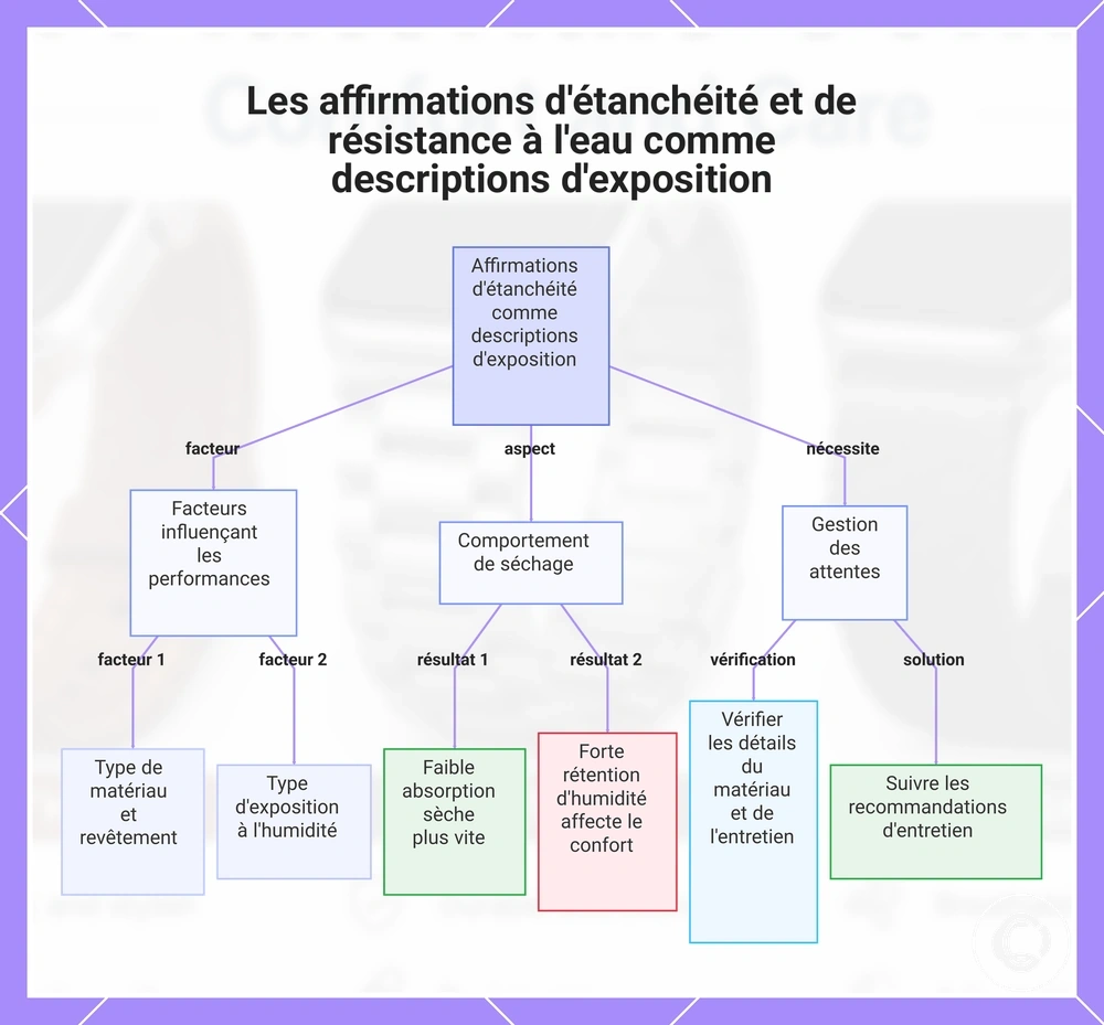 Les affirmations d'étanchéité et de résistance à l'eau comme descriptions d'exposition