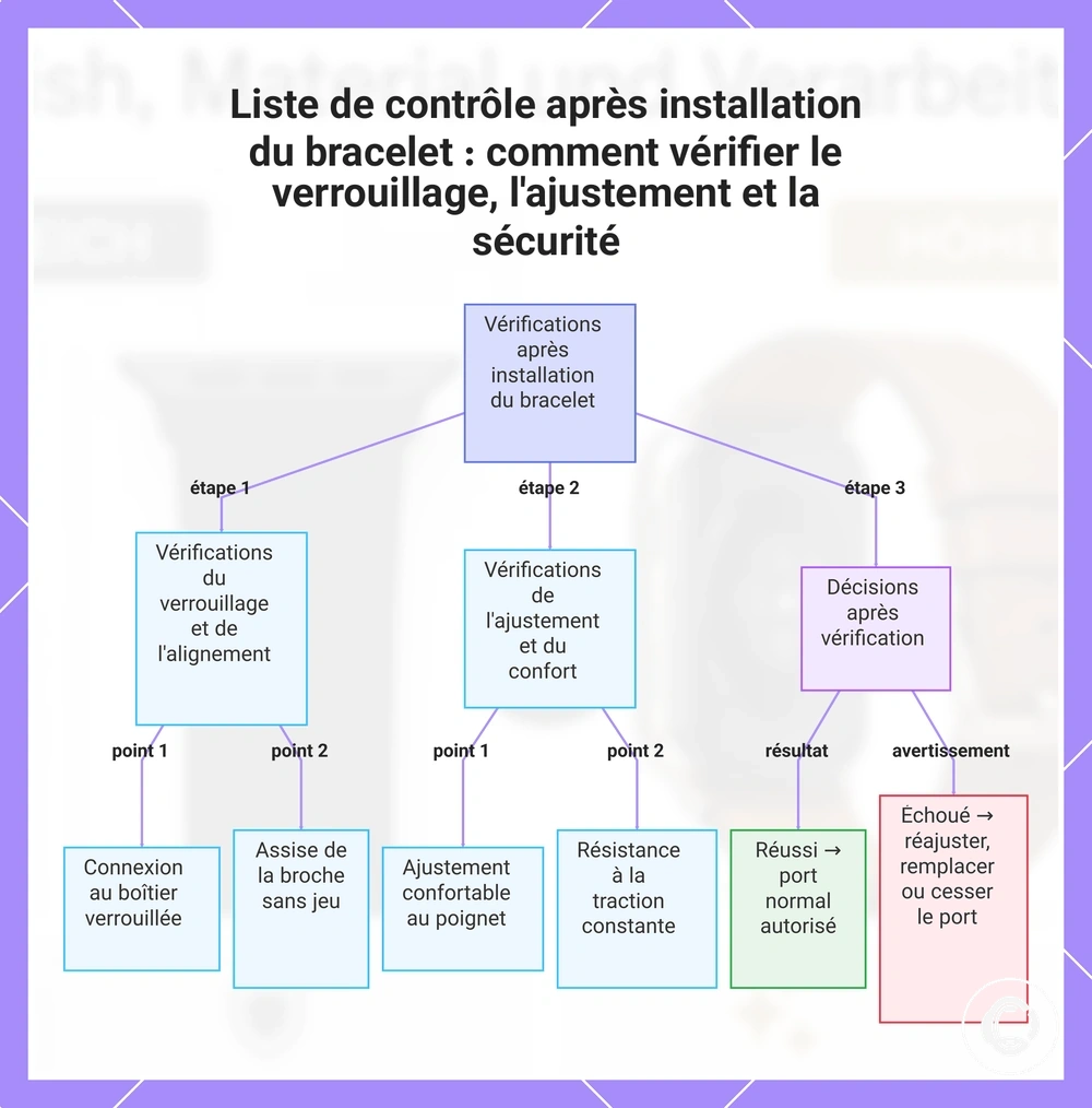 Liste de contrôle après installation du bracelet : comment vérifier le verrouillage, l'ajustement et la sécurité