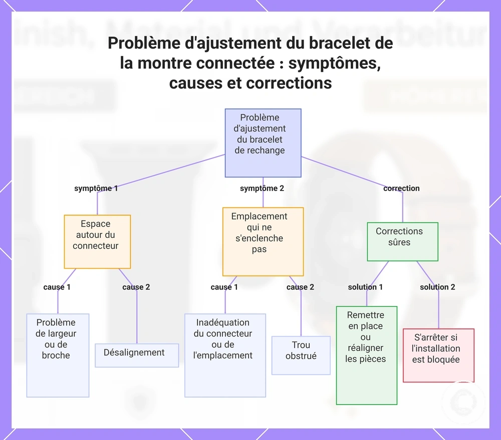 Problème d'ajustement du bracelet de la montre connectée : symptômes, causes et corrections
