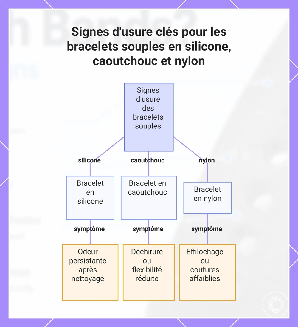 Signes d'usure clés pour les bracelets souples en silicone, caoutchouc et nylon