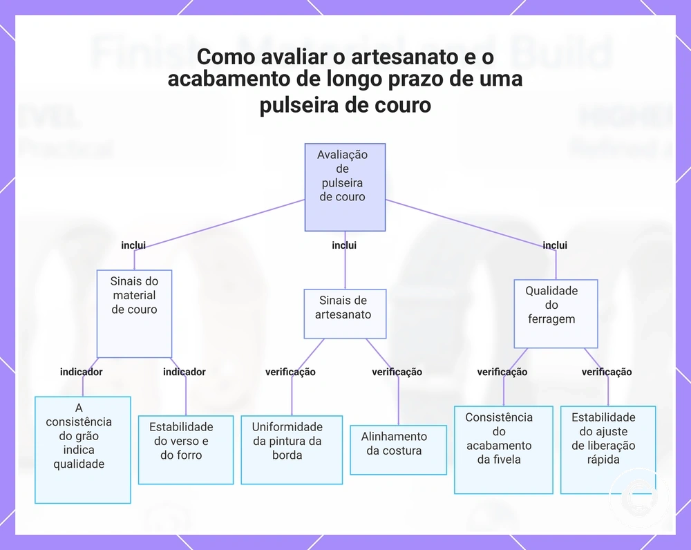 Como avaliar o artesanato e o acabamento de longo prazo de uma pulseira de couro