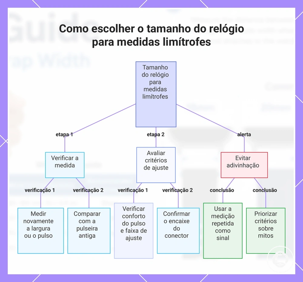 Como escolher o tamanho do relógio para medidas limítrofes