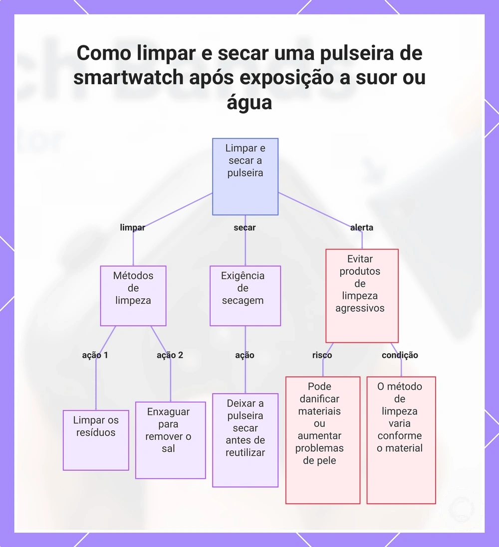 Como limpar e secar uma pulseira de smartwatch após exposição a suor ou água