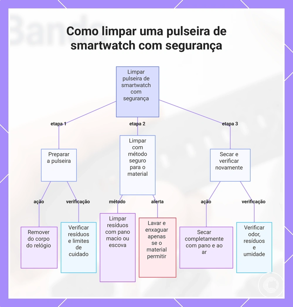 Como limpar uma pulseira de smartwatch com segurança