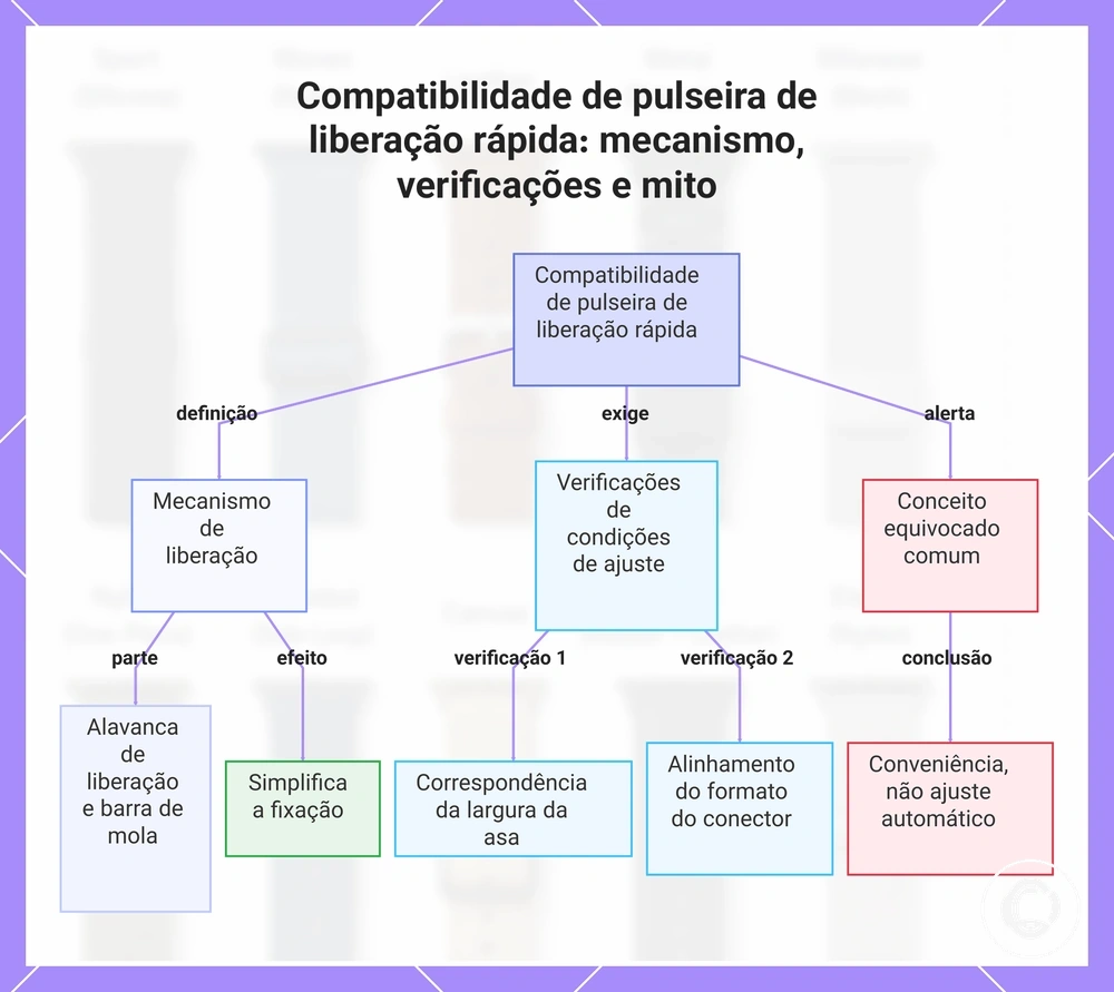 Compatibilidade de pulseira de liberação rápida: mecanismo, verificações e mito