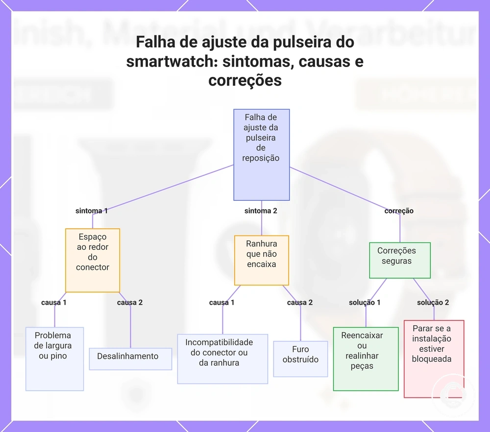 Falha de ajuste da pulseira do smartwatch: sintomas, causas e correções