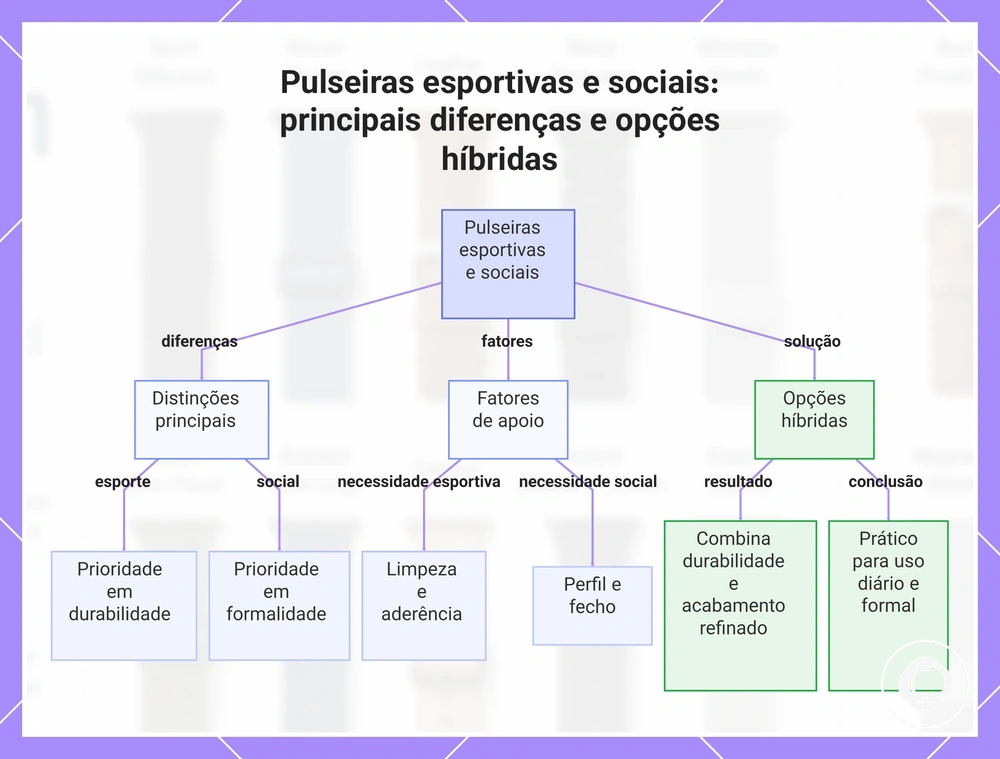 Pulseiras esportivas e sociais: principais diferenças e opções híbridas