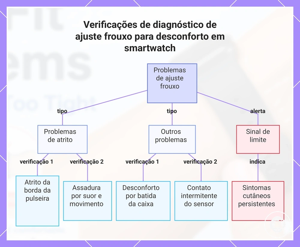 Verificações de diagnóstico de ajuste frouxo para desconforto em smartwatch
