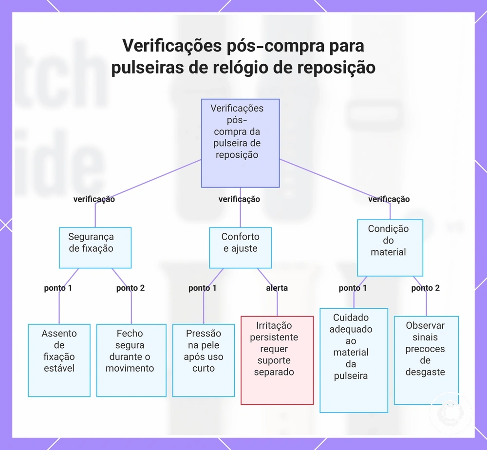 Verificações pós-compra para pulseiras de relógio de reposição