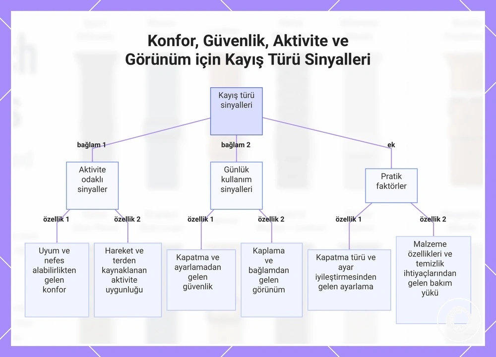 Konfor, Güvenlik, Aktivite ve Görünüm için Kayış Türü Sinyalleri