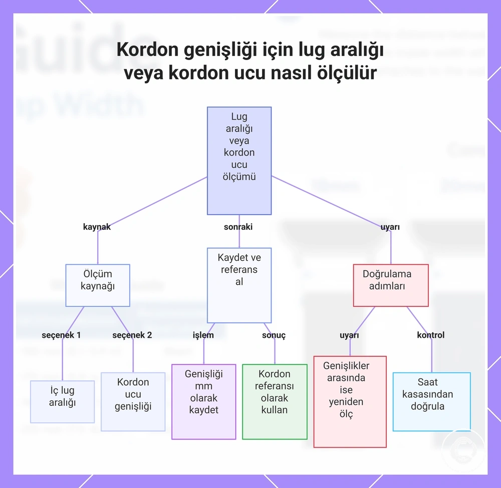Kordon genişliği için lug aralığı veya kordon ucu nasıl ölçülür