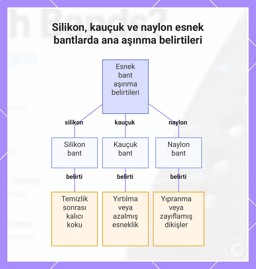 Silikon, kauçuk ve naylon esnek bantlarda ana aşınma belirtileri