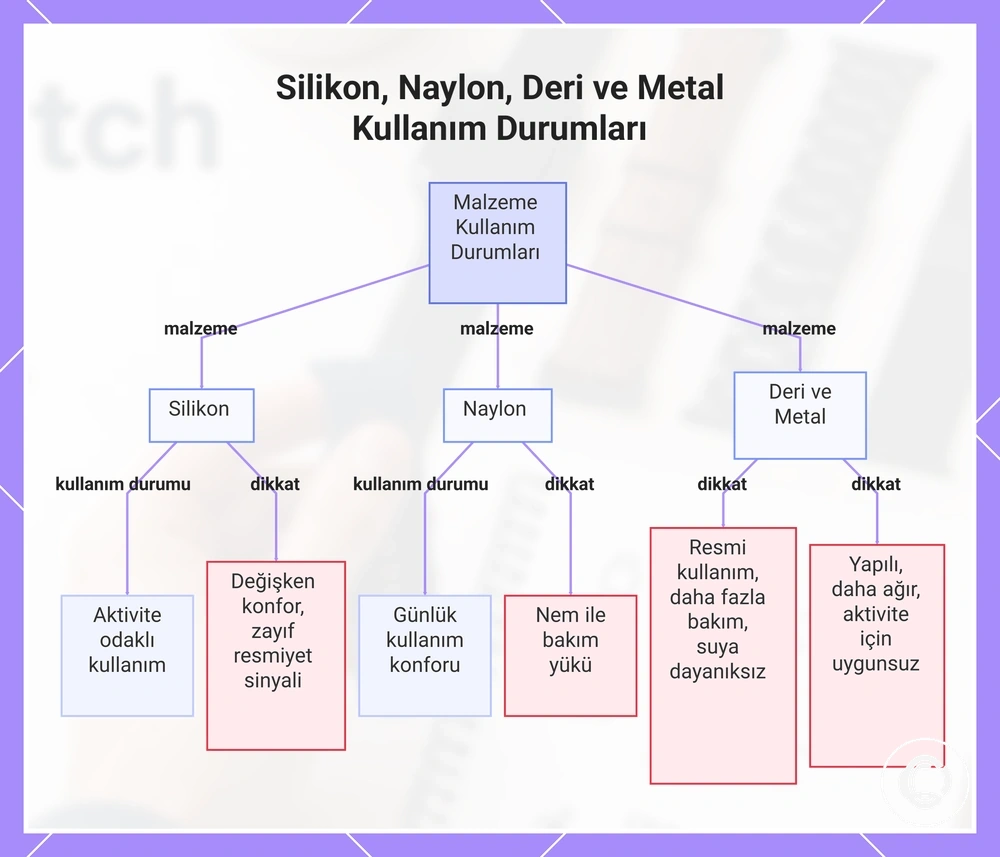 Silikon, Naylon, Deri ve Metal Kullanım Durumları
