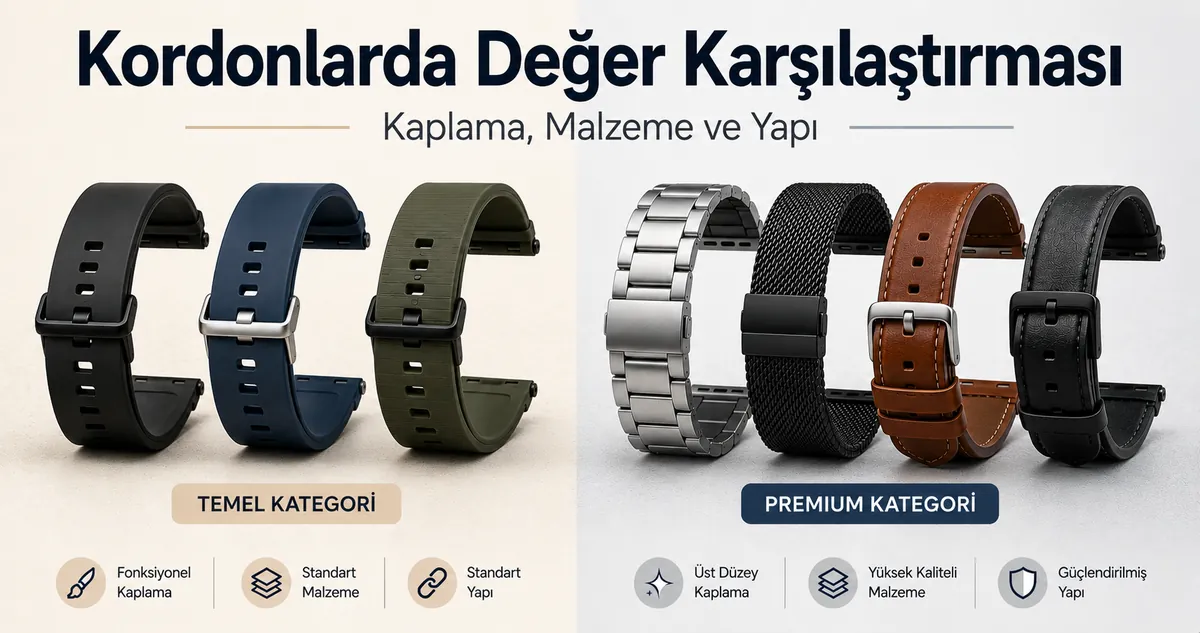 Farklı fiyat aralıklarındaki akıllı saat kordonlarının kaplama, malzeme ve yapı açısından karşılaştırılması
