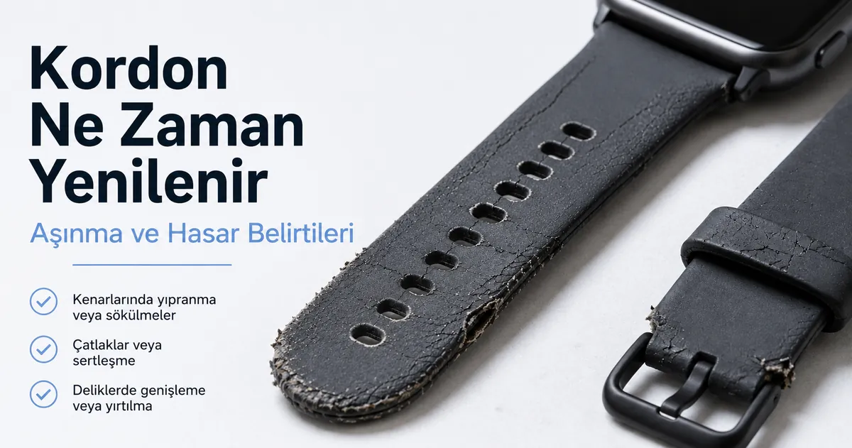 Görünür aşınma ve yenileme belirtileri bulunan hasarlı akıllı saat kordonu