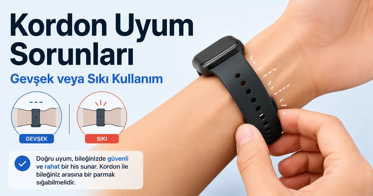 Gevşek veya fazla sıkı kullanımı düzeltmek için bilekte ayarlanan akıllı saat kordonu